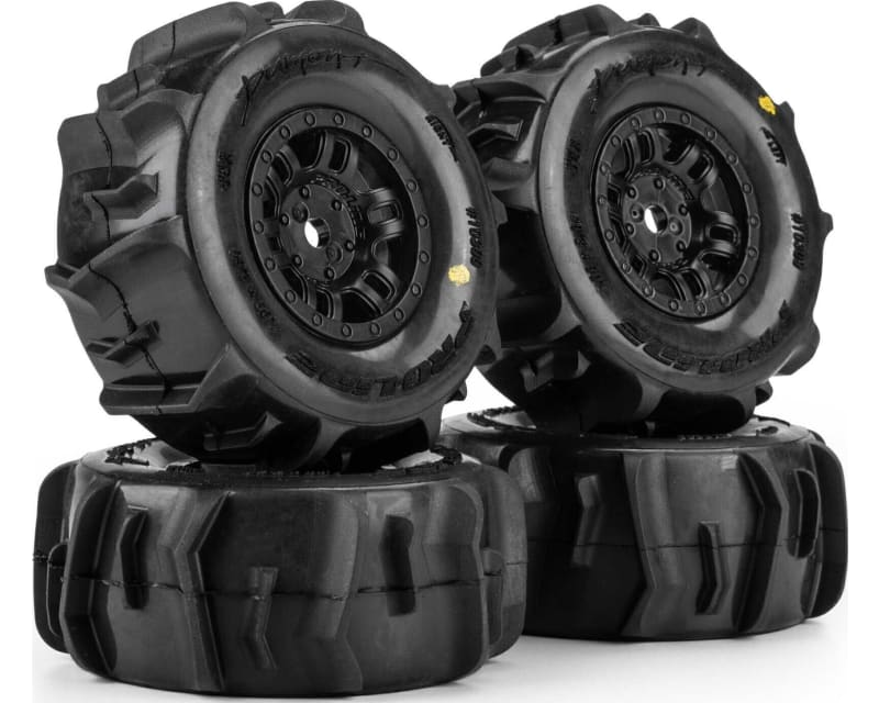Dumont F/R Tires Mounted 12mm Black Split Six 4 for ARRMA MOJAVE