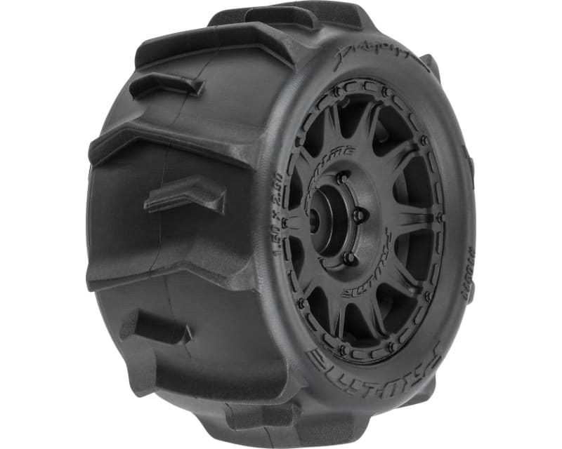 Dumont F/R Tires Mounted 12mm Hex Black Raid 4 for Arrma Granite