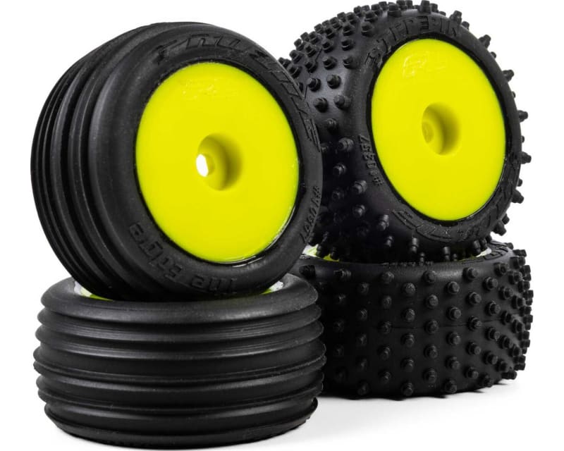 Edge Front / Step Pin Rear Tires Mounted 7mm Yellow 4 : Losi Mic