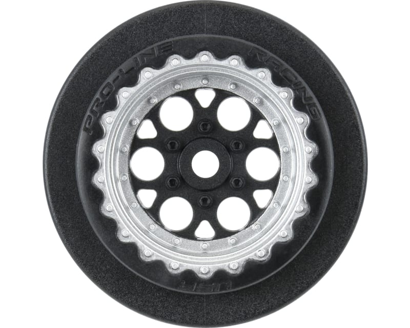 Showtime+ Black/Silver Wheels 2 for Losi Mini No-Prep Drag Car R