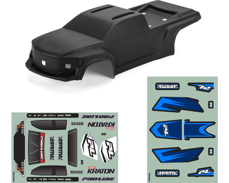 Pre-Cut/Pre-Painted Brute Truck Matte Black Body: ARRMA MINI KRA