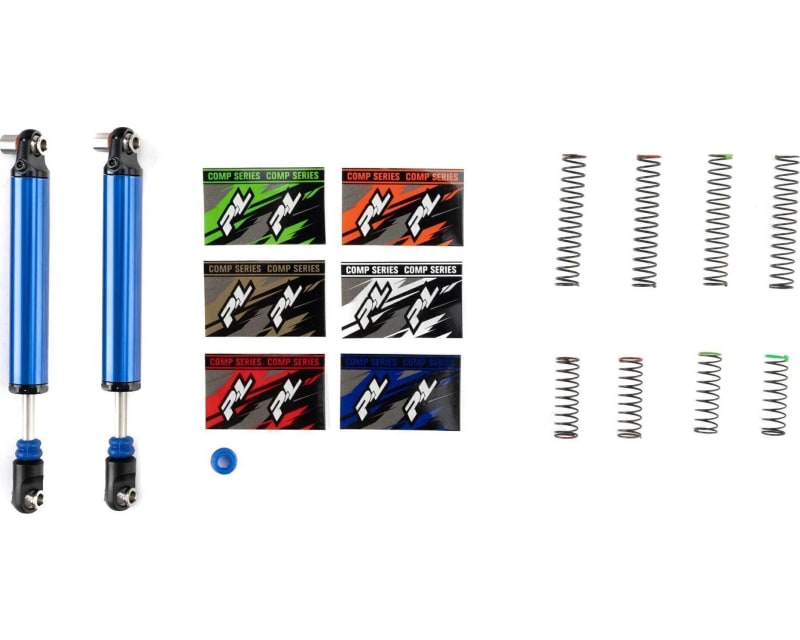 Tap to zoom Pro-Comp Front/Rear 97mm Scaler Shocks Blue for 1/10 Rock Crawle