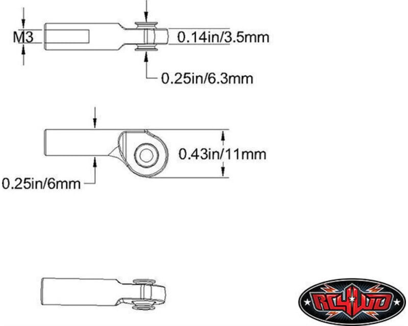 M3 Offset Long Plastic Rod End (20x)