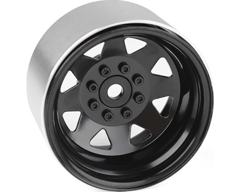 8 Lug Deep Dish Wagon 1.9 Steel Stamped Beadlock Wheels Black photo