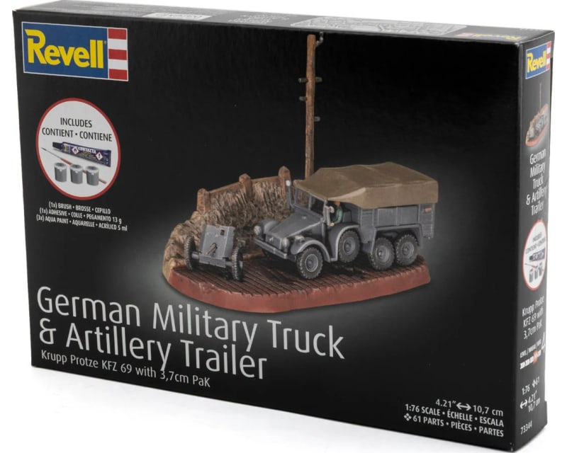 Tap to zoom 1/76 German Military Truck & Artillery Trailer Plastic Model Kit