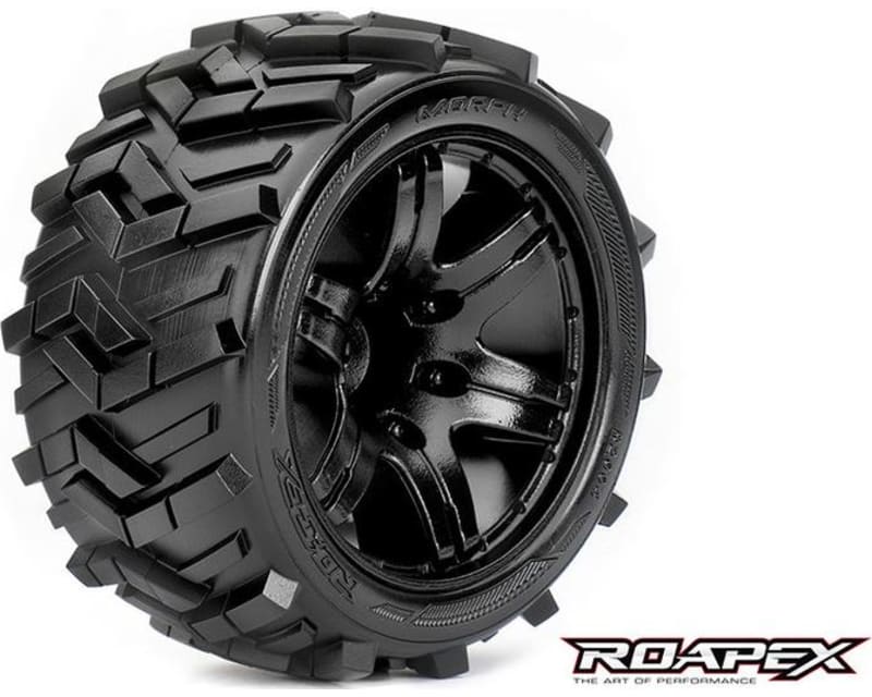 Morph 1:10 Stadium Truck Tire Black Wheel with 1/2 Offset