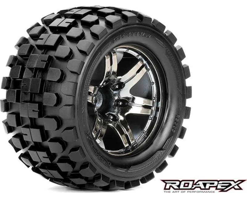 Tap to zoom Rhythm 1:10 Monster Truck Tire Chrome Black Wheel with 0 Offset