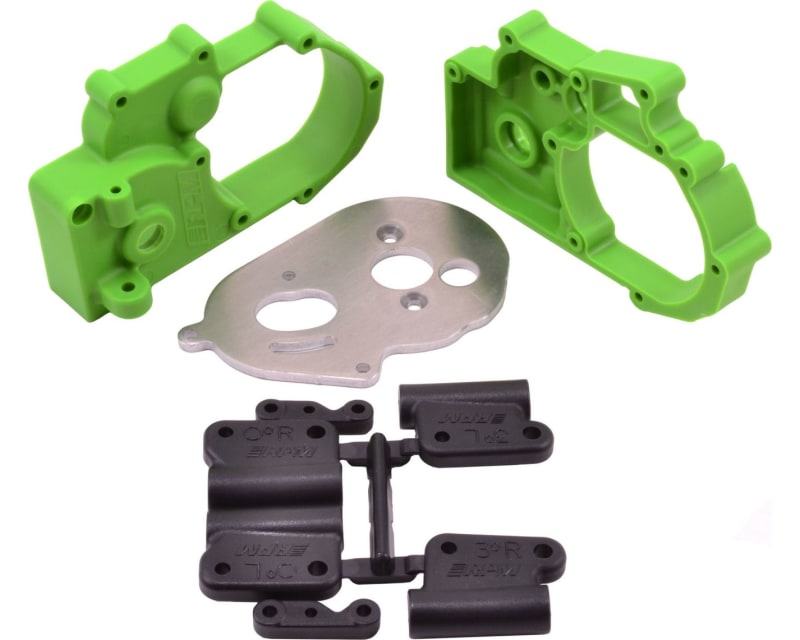 Gearbox Housing & R Mounts Green:TRA 2WD Vehicles