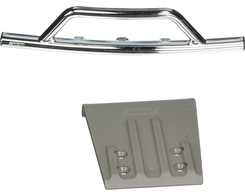 Front Bumper & Skid Plate Chrome/Gray: Slash