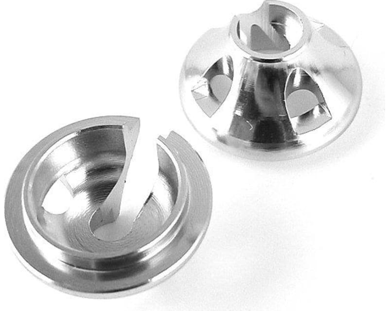 Tap to zoom discontinued Aluminum 1:10 GTR Shock Spring Retainers (Silver)(2