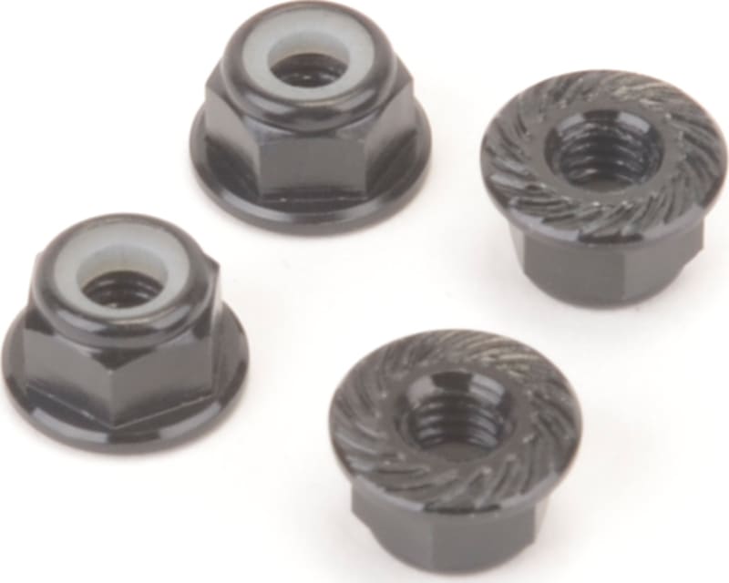 M4 Alloy Serrated Nyloc Nuts - Black - 4pcs