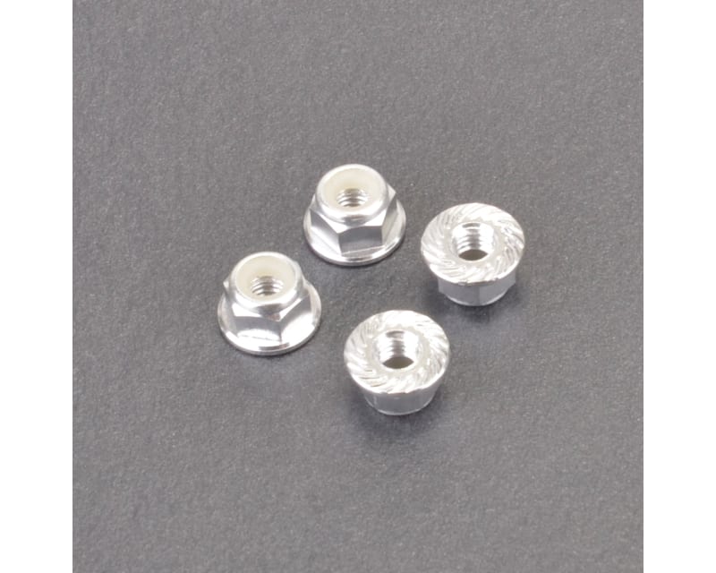 M4 Alloy Serrated Nyloc Nuts - Silver - 4pcs photo