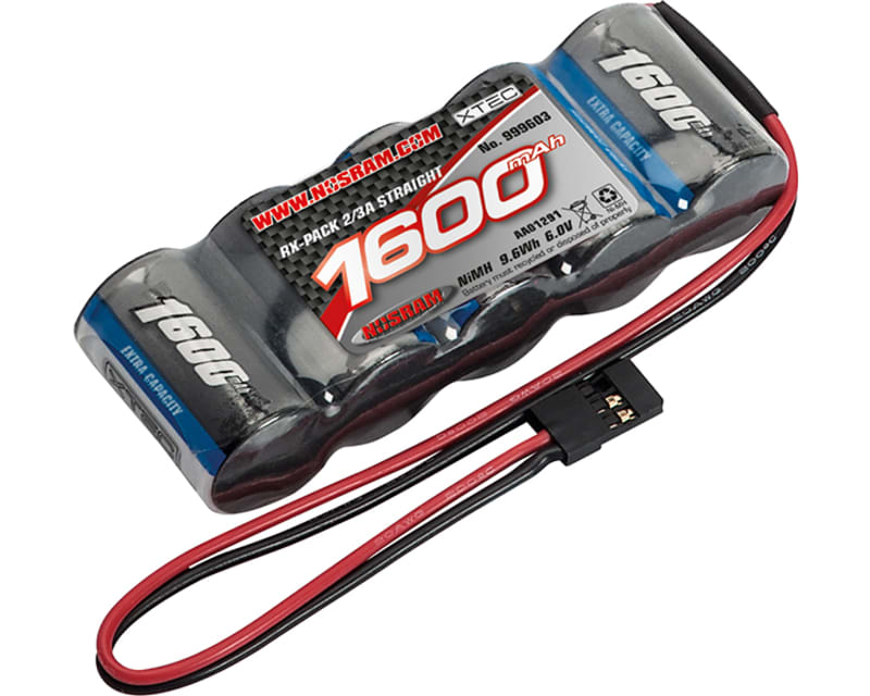 Xtec Receiver Pack Straight 2/3a NiMh -Jr-6v-1600mah