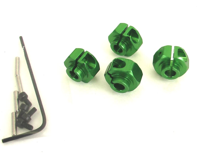 Aluminum 12mm Clamping Hex Wheels Hubs (Green)(4)