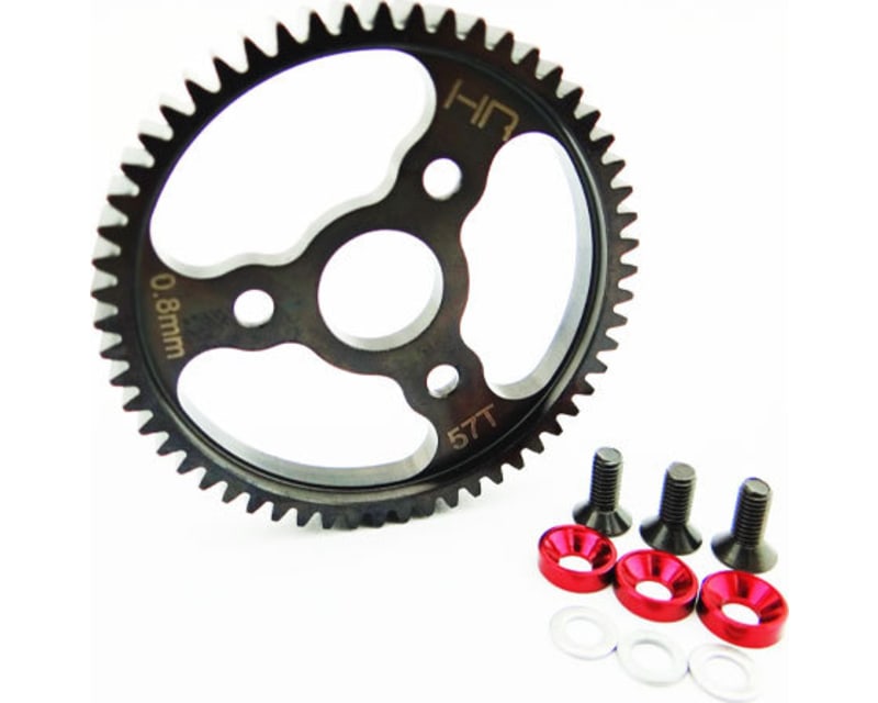 Steel Spur Gear (57t 0.8 Mod)(Red) - TRA