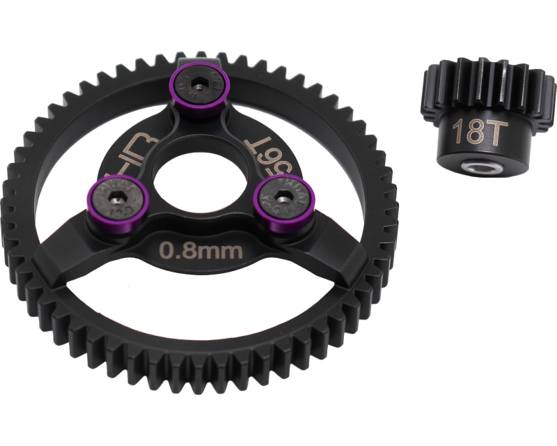 Tap to zoom Steel Pinion and Spur Gear Set (18t/56t 32p)(Purple) - TRA