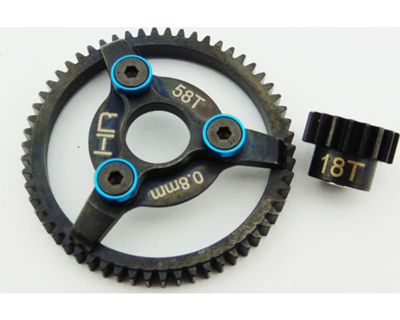 Steel Pinion and Spur Gear Set (18t/58t 32p)(Blue) - TRA