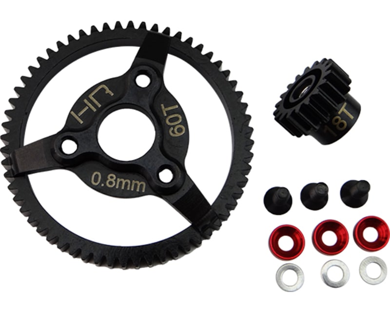 Steel Pinion and Spur Gear Set (18t/60t 32p)(Red) - TRA