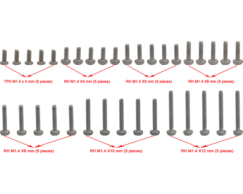M1.4 Round head screw set 35 pieces scx 24