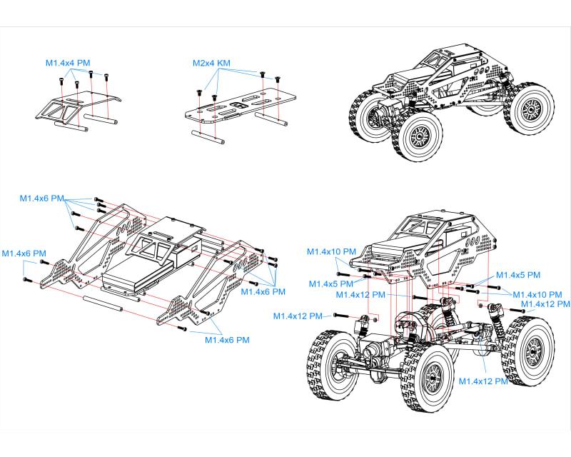 Aluminum Rock Racer Conversion Chassis (black) - SCX24