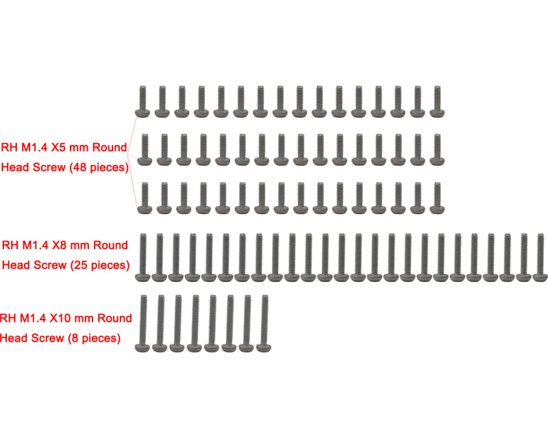Tap to zoom M1.4 Stainless Steel Full Screw Set 81 Pieces Scx 24