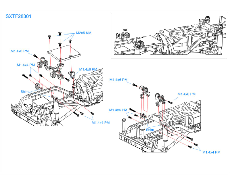 Aluminum Front & Rear Adjustable Shock Towers - Scx24