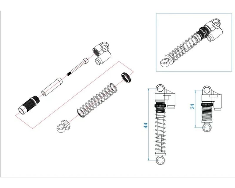 Conversion Threaded Tele shock Kit Scx24