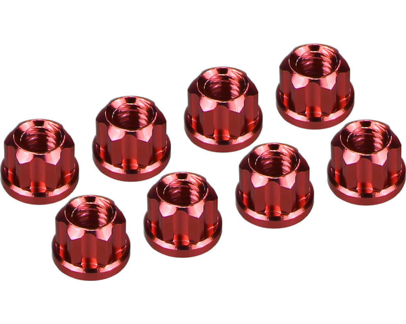 Red Aluminum M2 Flanged Wheel Nuts SCX30