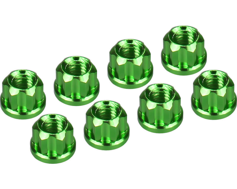 Green Aluminum M2 Flanged Wheel Nuts SCX30