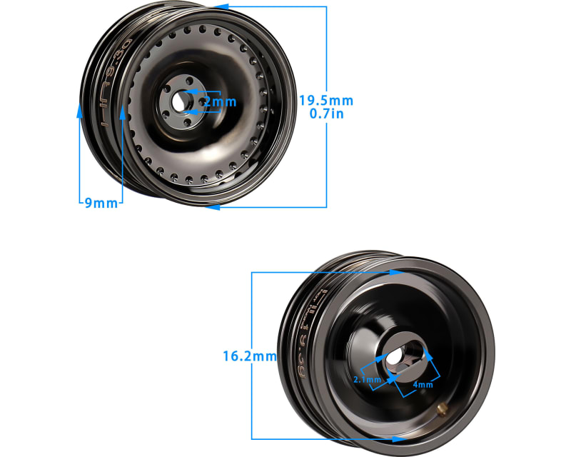 Black Chrome Brass CL 9.3g Wheels fits Axial SCX30