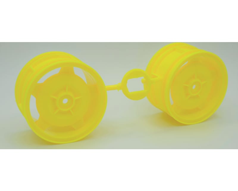 Rear Buggy Wheels: Tt-02b Fluorescent Yellow (2 Pieces)