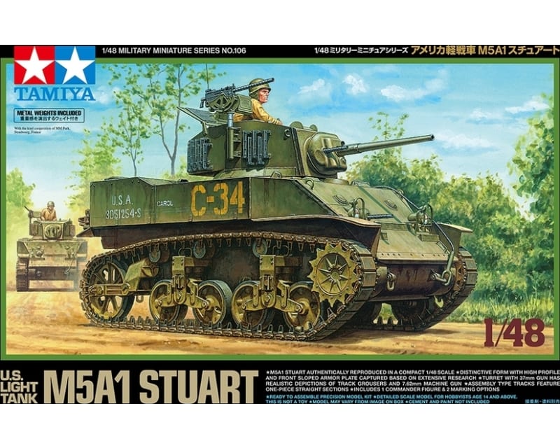 1/48 U.S. Light Tank M5A1 Stuart Plastic Model Kit