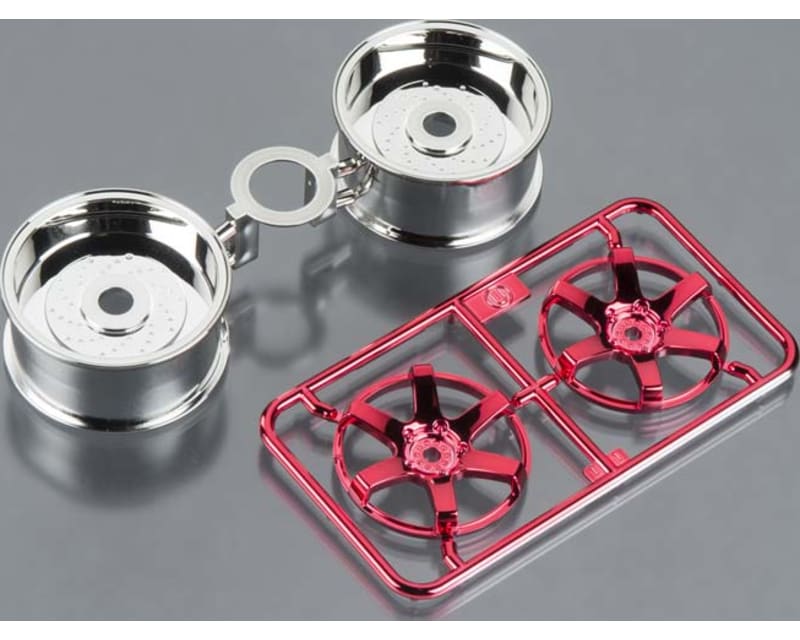 Red-Plated 2-Piece 6-Spoke Wheels 26mm Offset +4