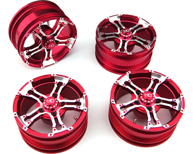 Tap to zoom 1.9 Inch Aluminum Truck Wheels 26mm Red 12mm Hex