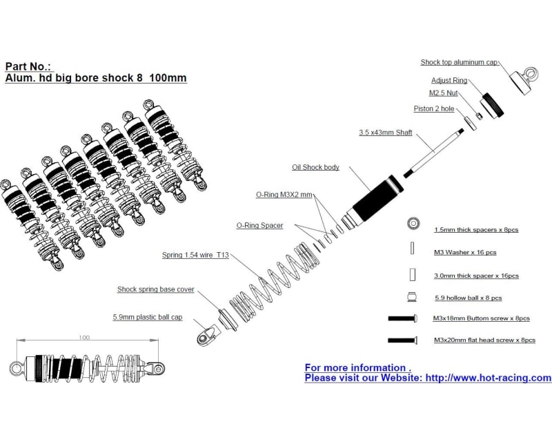 Tap to zoom Aluminum 100mm Hd Big Bore Shocks (8)