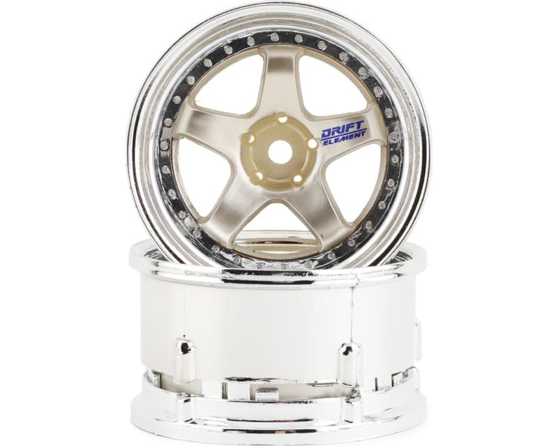 Drift Element 5 Spoke Drift Wheels (Triple White w/Silver Rivets