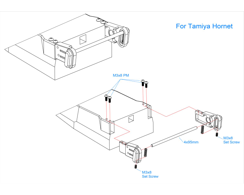 Aluminum Rear Hanger 10mm Long Tamiya Hornet Grasshopper