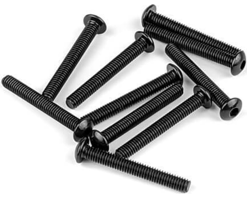 Tap to zoom M4x30mm Button Head Screws (Black 10 Pieces)