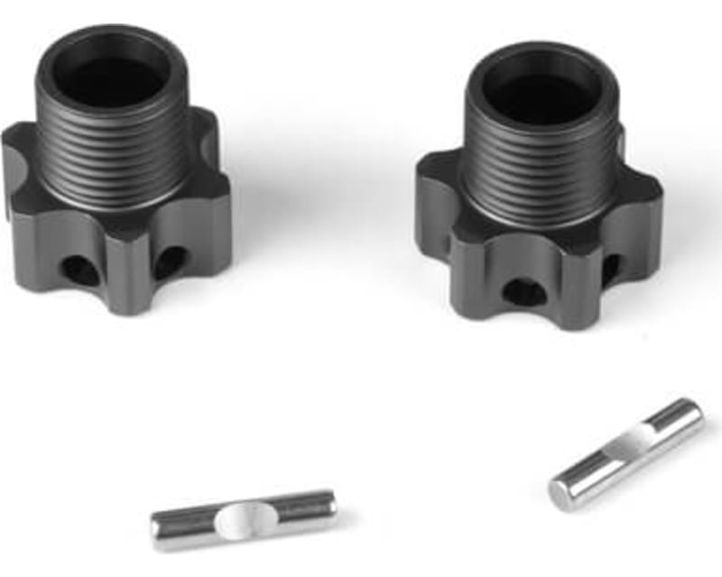 Wheel Hubs (+4mm lightened gunmetal ano w/pins 2 pieces)
