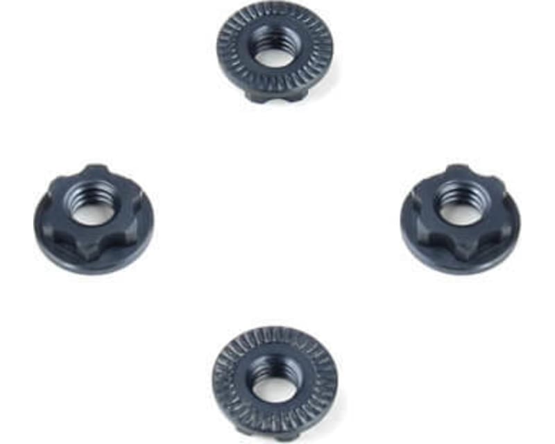 Wheel Nuts (7mm, serrated, gun metal ano, M4, 4pcs)