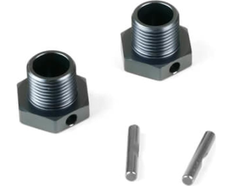 Wheel Hubs +1mm offset 17mm gun mtl ano w/pins2 pieces