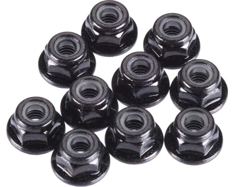 M4 Locknuts Flanged/Black/Serrated (10)