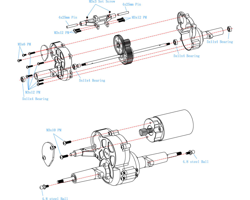 CNC T6 Gear Box axle Tube CW01 LB MP GH HN