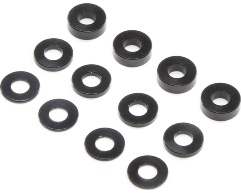 M3x6.5mm Caster Block Aluminum Washer Set Black 4 ea