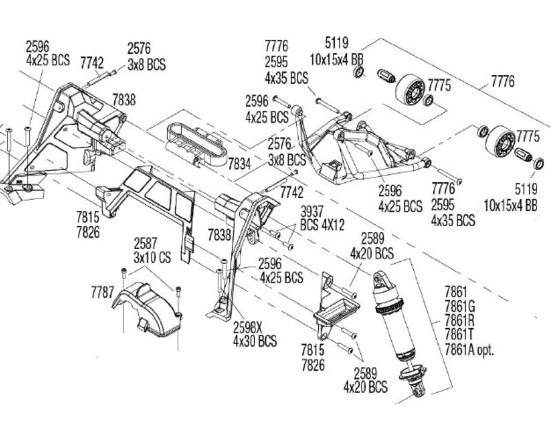 Nylon Rear Wing Support Mount XRT 8S