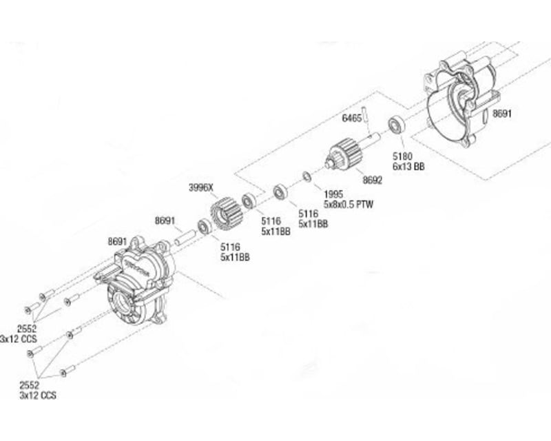 Tap to zoom Aluminum Transmission Case - TRA E-Revo2