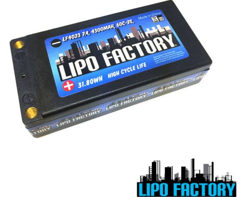 2S 7.4v 4300mah 60C Shorty Pack with 5mm Bullets