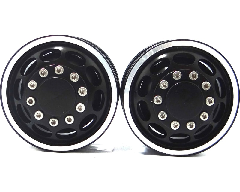 Black Aluminum 1/14 Tamiya Tractor Front Wheels