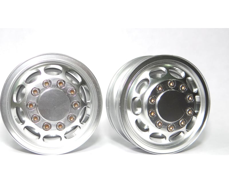 Silver Aluminum 1/14 Tamiya Tractor Front Wheels