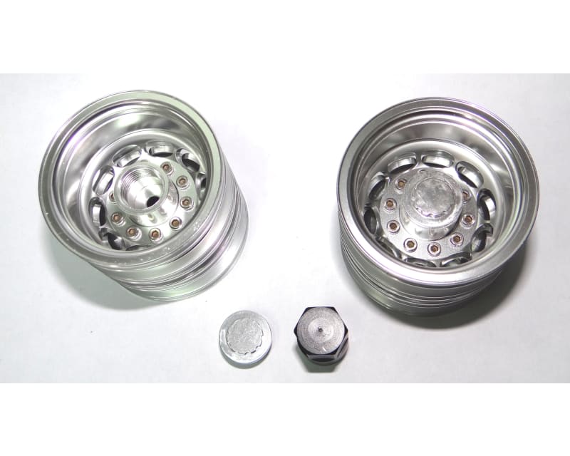 Tap to zoom Silver Aluminum 1/14 Tamiya Tractor Rear Wheels